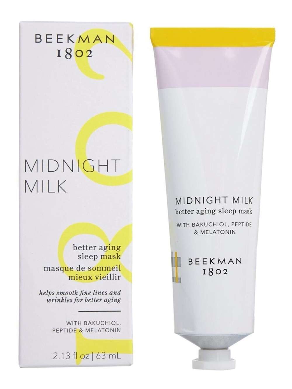 Beekman 1802 Midnight Milk Sleep Mask - White & Yellow